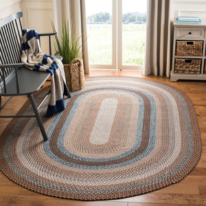 Safavieh Braided Hand-woven Area Rug - Elegant Multi-tonal Design For Indoor/Outdoor Spaces, Easy Care Brown ,Multi Polypropylene Pile Brd313a-7sq