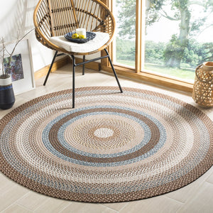 Safavieh Braided Hand-woven Area Rug - Elegant Multi-tonal Design For Indoor/Outdoor Spaces, Easy Care Brown ,Multi Polypropylene Pile Brd313a-7sq