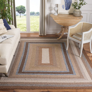 Safavieh Braided Hand-woven Area Rug - Elegant Multi-tonal Design For Indoor/Outdoor Spaces, Easy Care Brown ,Multi Polypropylene Pile Brd313a-7sq