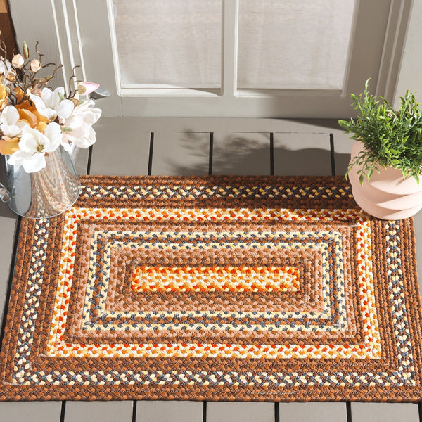 Safavieh Braided Hand-woven Area Rug - Elegant Multi-tonal Design For Indoor/Outdoor Spaces, Easy Care Brown ,Light Brown Polypropylene Pile Brd313t-24hm