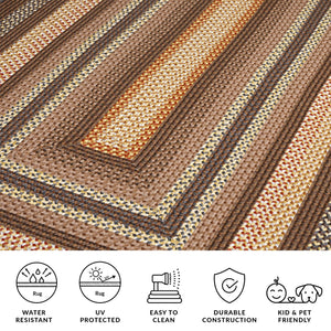 Safavieh Braided Hand-woven Area Rug - Elegant Multi-tonal Design For Indoor/Outdoor Spaces, Easy Care Brown ,Light Brown Polypropylene Pile Brd313t-24hm