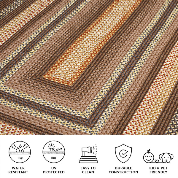 Safavieh Braided Hand-woven Area Rug - Elegant Multi-tonal Design For Indoor/Outdoor Spaces, Easy Care Brown ,Light Brown Polypropylene Pile Brd313t-24hm