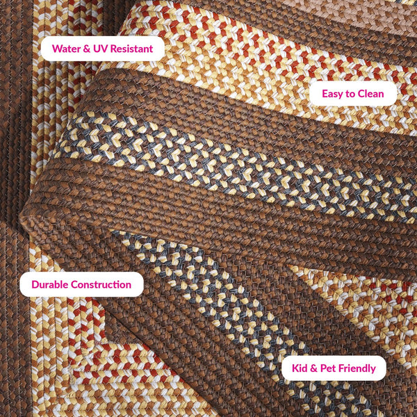 Safavieh Braided Hand-woven Area Rug - Elegant Multi-tonal Design For Indoor/Outdoor Spaces, Easy Care Brown ,Light Brown Polypropylene Pile Brd313t-24hm