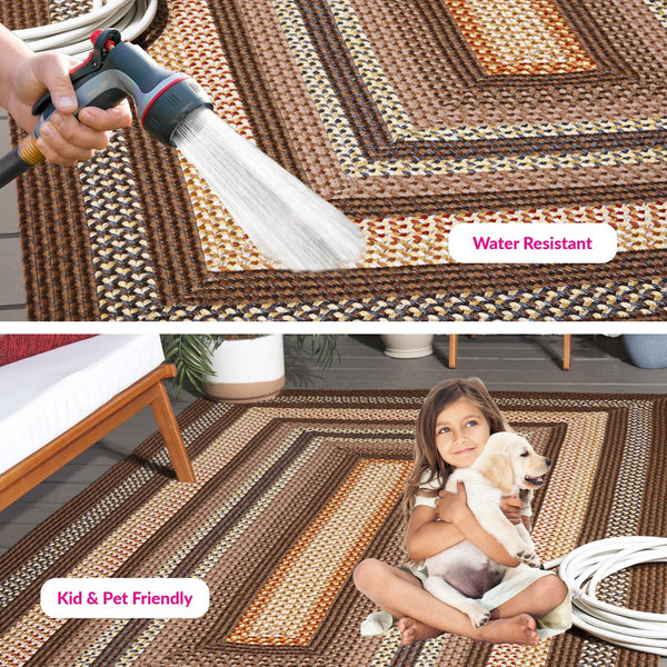 Safavieh Braided Hand-woven Area Rug - Elegant Multi-tonal Design For Indoor/Outdoor Spaces, Easy Care Brown ,Light Brown Polypropylene Pile Brd313t-24hm