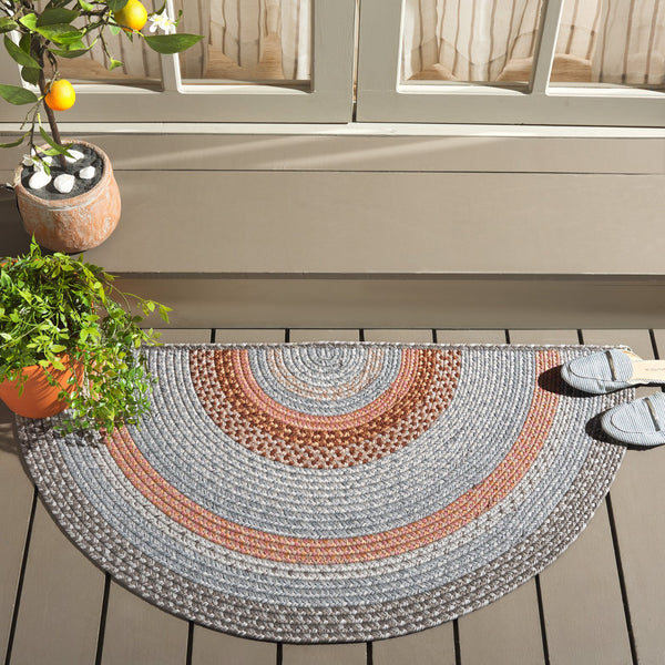 Safavieh Braided Hand Woven Indoor/Outdoor Rug - Durable, Stylish Grey And Rust Design For High-traffic Areas Grey ,Rust Polypropylene Pile Brd314g-5