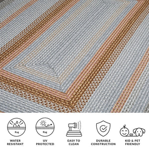 Safavieh Braided Hand Woven Indoor/Outdoor Rug - Durable, Stylish Grey And Rust Design For High-traffic Areas Grey ,Rust Polypropylene Pile Brd314g-5