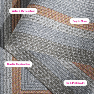 Safavieh Braided Hand Woven Indoor/Outdoor Rug - Durable, Stylish Grey And Rust Design For High-traffic Areas Grey ,Rust Polypropylene Pile Brd314g-5