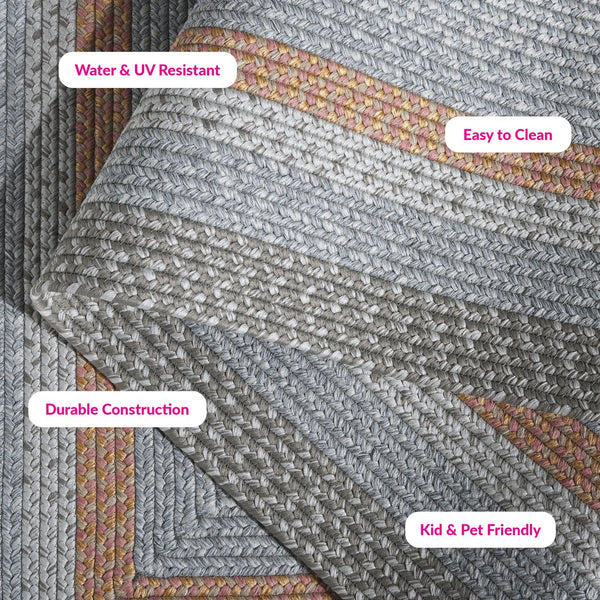 Safavieh Braided Hand Woven Indoor/Outdoor Rug - Durable, Stylish Grey And Rust Design For High-traffic Areas Grey ,Rust Polypropylene Pile Brd314g-5