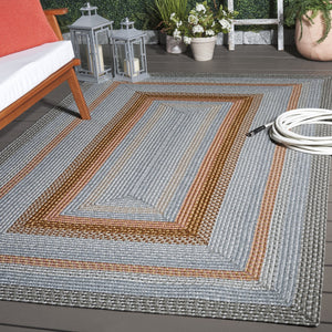 Safavieh Braided Hand Woven Indoor/Outdoor Rug - Durable, Stylish Grey And Rust Design For High-traffic Areas Grey ,Rust Polypropylene Pile Brd314g-5