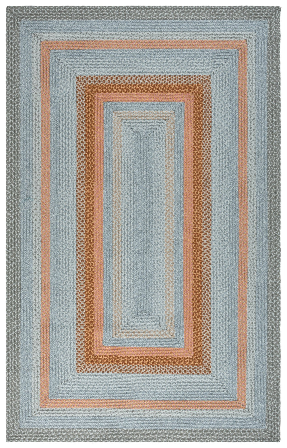 Safavieh Braided Hand Woven Indoor/Outdoor Rug - Durable, Stylish Grey And Rust Design For High-traffic Areas Grey ,Rust Polypropylene Pile Brd314g-5