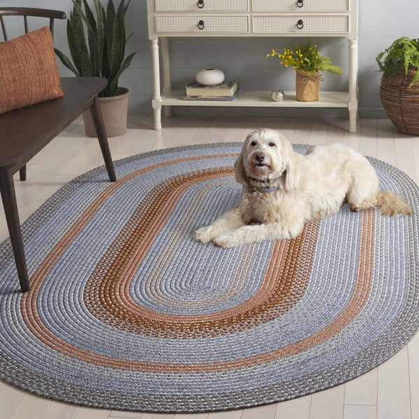 Safavieh Braided Hand Woven Indoor/Outdoor Rug - Durable, Stylish Grey And Rust Design For High-traffic Areas Grey ,Rust Polypropylene Pile Brd314g-5
