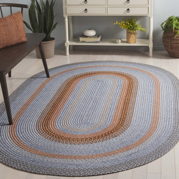 Safavieh Braided Hand Woven Indoor/Outdoor Rug - Durable, Stylish Grey And Rust Design For High-traffic Areas Grey ,Rust Polypropylene Pile Brd314g-5