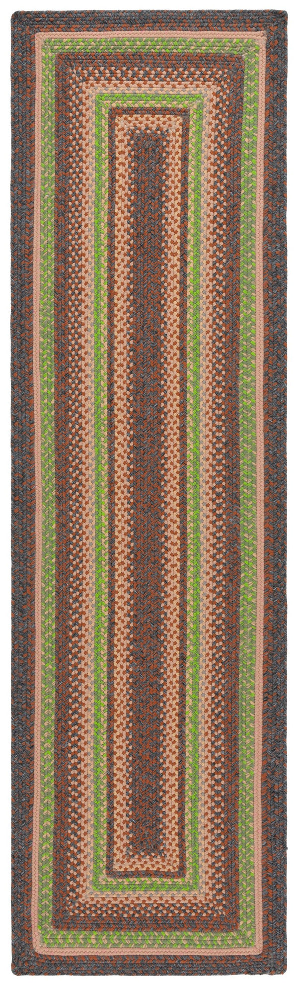 Safavieh Braided Hand Woven Indoor/Outdoor Rug - Durable, Stylish Grey And Rust Design For High-traffic Areas Brown ,Green Polypropylene Pile Brd314t-6ov