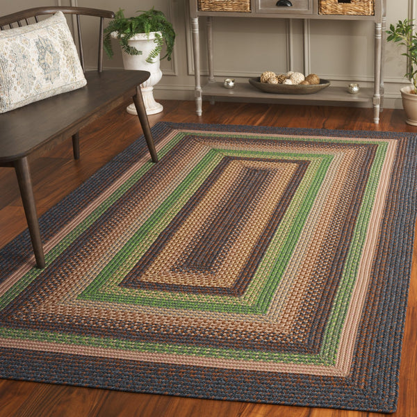 Safavieh Braided Hand Woven Indoor/Outdoor Rug - Durable, Stylish Grey And Rust Design For High-traffic Areas Brown ,Green Polypropylene Pile Brd314t-6ov
