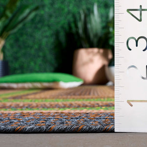 Safavieh Braided Hand Woven Indoor/Outdoor Rug - Durable, Stylish Grey And Rust Design For High-traffic Areas Brown ,Green Polypropylene Pile Brd314t-6ov