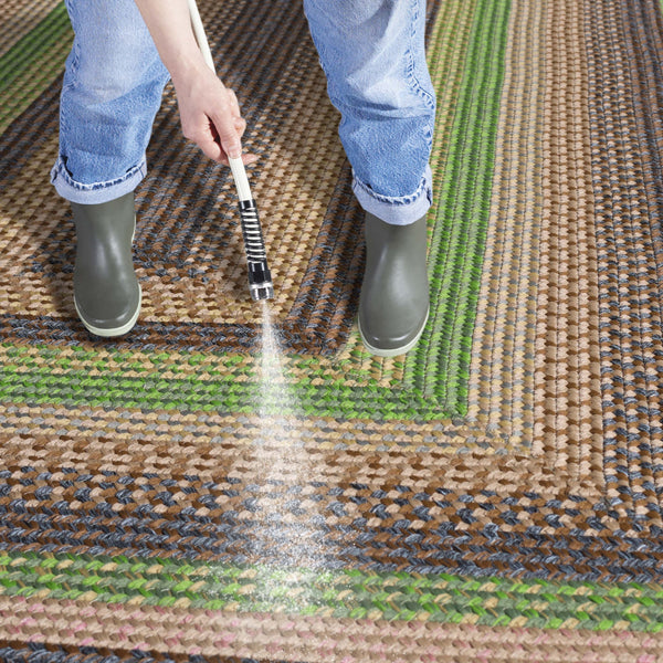 Safavieh Braided Hand Woven Indoor/Outdoor Rug - Durable, Stylish Grey And Rust Design For High-traffic Areas Brown ,Green Polypropylene Pile Brd314t-6ov