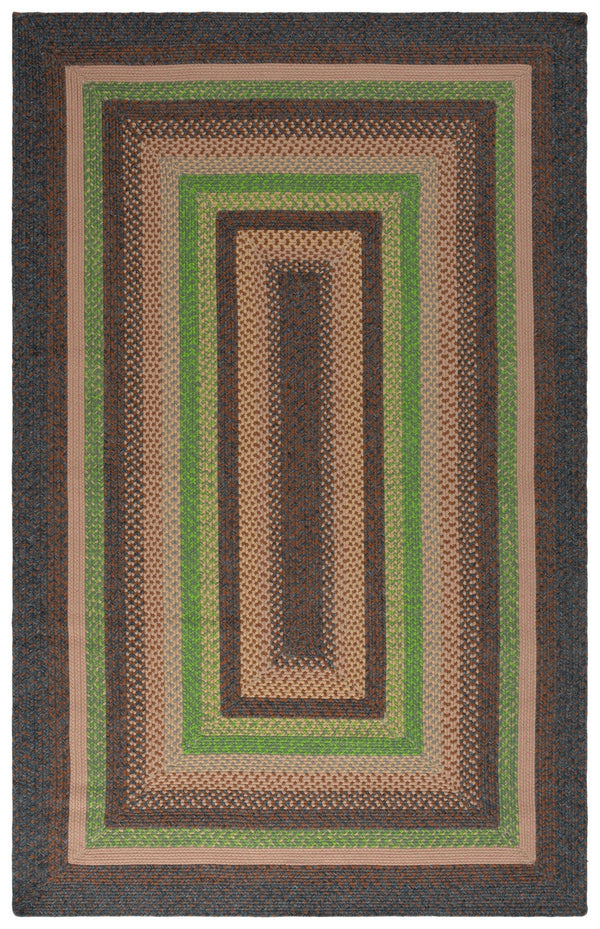 Safavieh Braided Hand Woven Indoor/Outdoor Rug - Durable, Stylish Grey And Rust Design For High-traffic Areas Brown ,Green Polypropylene Pile Brd314t-6ov