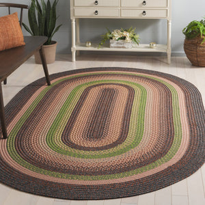 Safavieh Braided Hand Woven Indoor/Outdoor Rug - Durable, Stylish Grey And Rust Design For High-traffic Areas Brown ,Green Polypropylene Pile Brd314t-6ov