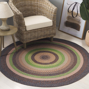 Safavieh Braided Hand Woven Indoor/Outdoor Rug - Durable, Stylish Grey And Rust Design For High-traffic Areas Brown ,Green Polypropylene Pile Brd314t-6ov