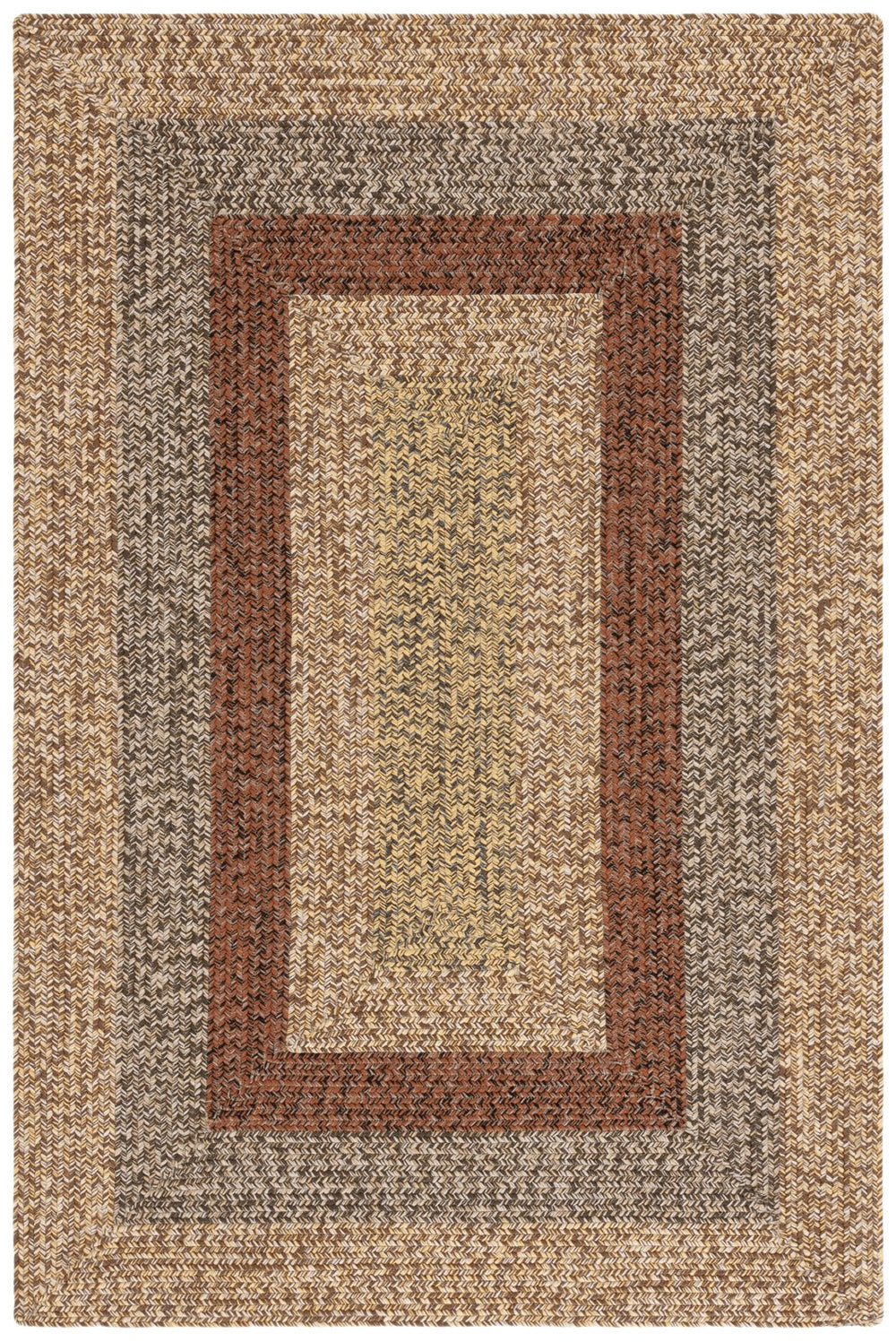 Safavieh Braded Rugs: Stylish Handwoven Design For Indoor And Outdoor Spaces, Chic Ivory And Black Color Palette Brown ,Gold Polypropylene Pile Brd318t-5sq