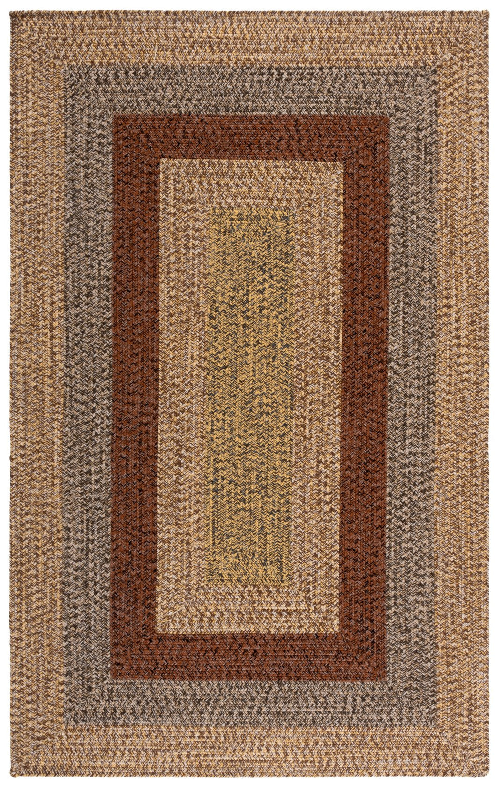 Safavieh Braded Rugs: Stylish Handwoven Design For Indoor And Outdoor Spaces, Chic Ivory And Black Color Palette Brown ,Gold Polypropylene Pile Brd318t-5sq