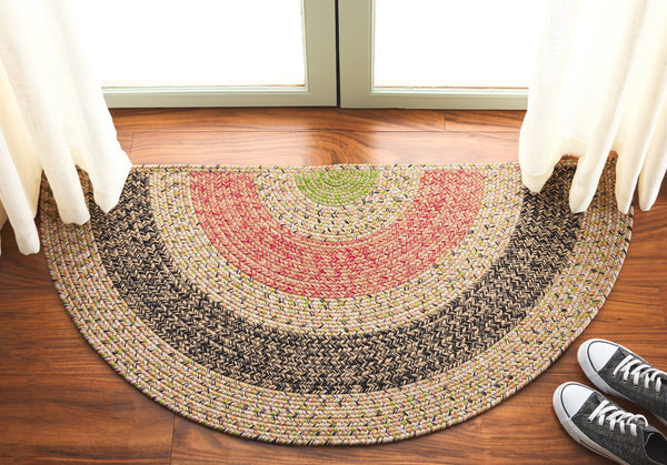 Safavieh Braded Area Rug - Hand-woven, Durable, Stylish Design For Indoor & Outdoor Spaces, Easy To Clean Black ,Light Green Polypropylene Pile Brd319z-5sq