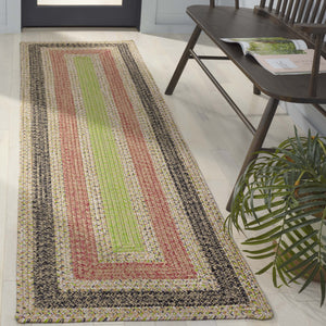 Safavieh Braded Area Rug - Hand-woven, Durable, Stylish Design For Indoor & Outdoor Spaces, Easy To Clean Black ,Light Green Polypropylene Pile Brd319z-5sq