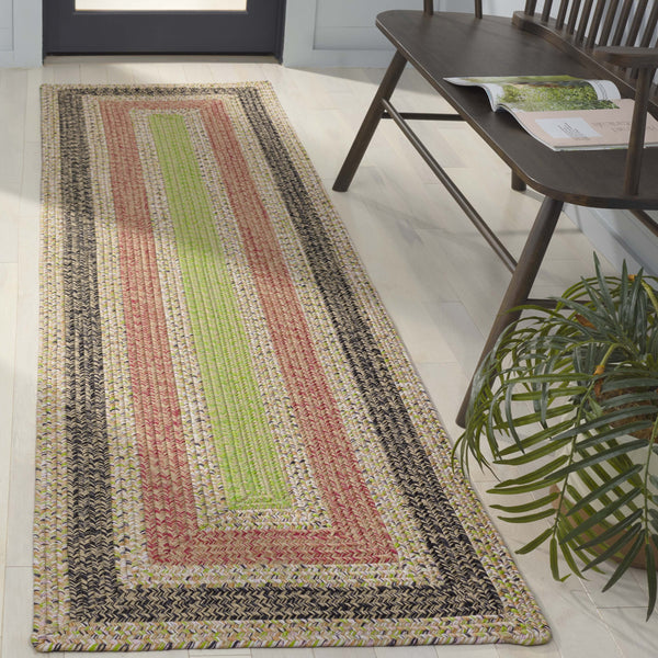 Safavieh Braded Area Rug - Hand-woven, Durable, Stylish Design For Indoor & Outdoor Spaces, Easy To Clean Black ,Light Green Polypropylene Pile Brd319z-5sq