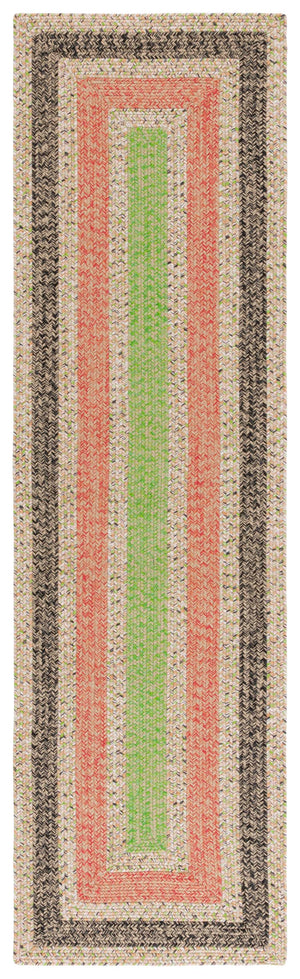 Safavieh Braded Area Rug - Hand-woven, Durable, Stylish Design For Indoor & Outdoor Spaces, Easy To Clean Black ,Light Green Polypropylene Pile Brd319z-5sq