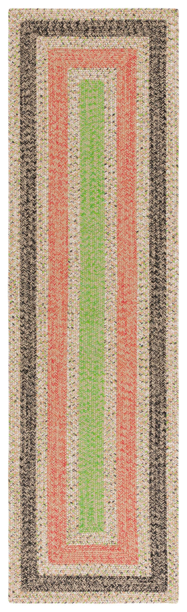 Safavieh Braded Area Rug - Hand-woven, Durable, Stylish Design For Indoor & Outdoor Spaces, Easy To Clean Black ,Light Green Polypropylene Pile Brd319z-5sq