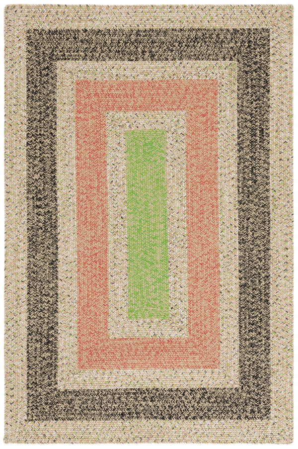 Safavieh Braded Area Rug - Hand-woven, Durable, Stylish Design For Indoor & Outdoor Spaces, Easy To Clean Black ,Light Green Polypropylene Pile Brd319z-5sq