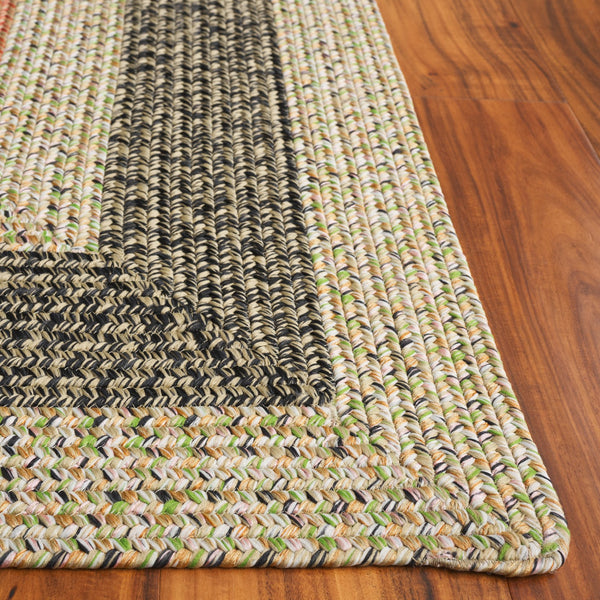 Safavieh Braded Area Rug - Hand-woven, Durable, Stylish Design For Indoor & Outdoor Spaces, Easy To Clean Black ,Light Green Polypropylene Pile Brd319z-5sq