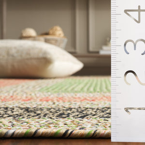 Safavieh Braded Area Rug - Hand-woven, Durable, Stylish Design For Indoor & Outdoor Spaces, Easy To Clean Black ,Light Green Polypropylene Pile Brd319z-5sq