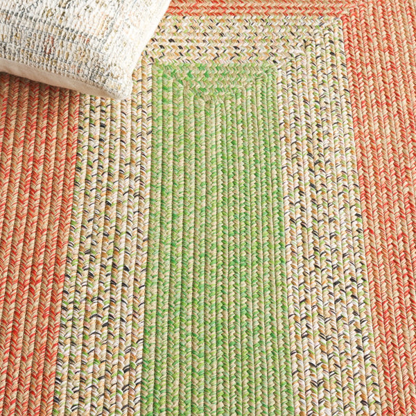 Safavieh Braded Area Rug - Hand-woven, Durable, Stylish Design For Indoor & Outdoor Spaces, Easy To Clean Black ,Light Green Polypropylene Pile Brd319z-5sq