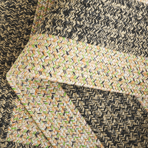 Safavieh Braded Area Rug - Hand-woven, Durable, Stylish Design For Indoor & Outdoor Spaces, Easy To Clean Black ,Light Green Polypropylene Pile Brd319z-5sq