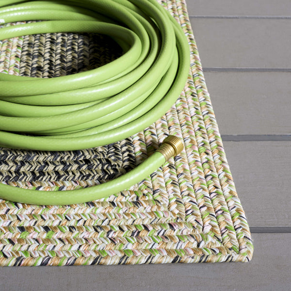 Safavieh Braded Area Rug - Hand-woven, Durable, Stylish Design For Indoor & Outdoor Spaces, Easy To Clean Black ,Light Green Polypropylene Pile Brd319z-5sq