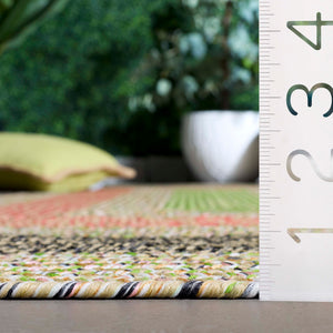 Safavieh Braded Area Rug - Hand-woven, Durable, Stylish Design For Indoor & Outdoor Spaces, Easy To Clean Black ,Light Green Polypropylene Pile Brd319z-5sq