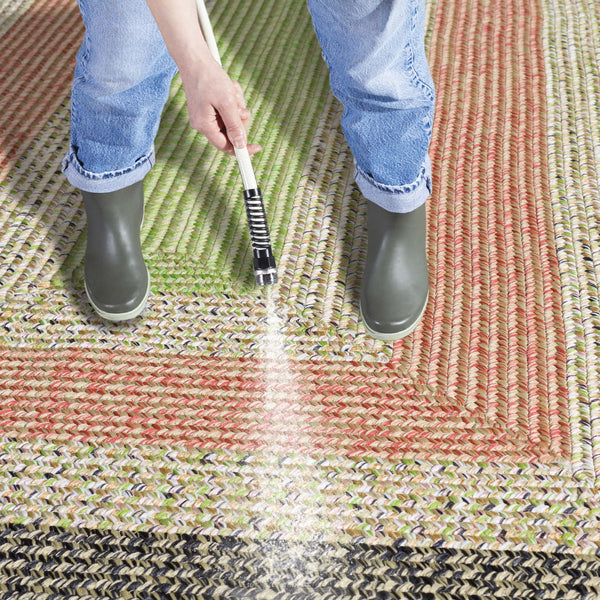 Safavieh Braded Area Rug - Hand-woven, Durable, Stylish Design For Indoor & Outdoor Spaces, Easy To Clean Black ,Light Green Polypropylene Pile Brd319z-5sq