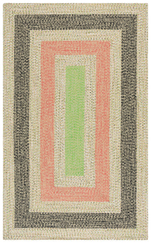 Safavieh Braded Area Rug - Hand-woven, Durable, Stylish Design For Indoor & Outdoor Spaces, Easy To Clean Black ,Light Green Polypropylene Pile Brd319z-5sq