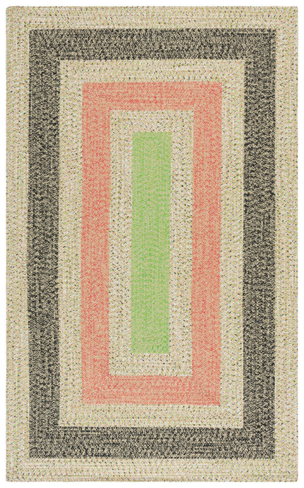 Safavieh Braded Area Rug - Hand-woven, Durable, Stylish Design For Indoor & Outdoor Spaces, Easy To Clean Black ,Light Green Polypropylene Pile Brd319z-5sq