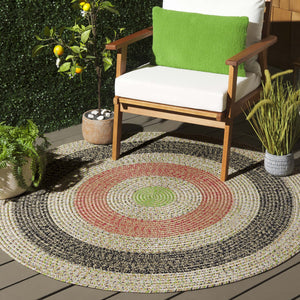 Safavieh Braded Area Rug - Hand-woven, Durable, Stylish Design For Indoor & Outdoor Spaces, Easy To Clean Black ,Light Green Polypropylene Pile Brd319z-5sq