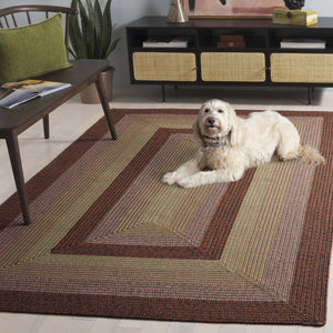 Safavieh Braded Braided Rugs Hand-woven Area Rug In Elegant Earth Tones - Versatile Indoor/Outdoor Décor Piece Dark Brown ,Light Green Polypropylene Pile Brd320t-3r