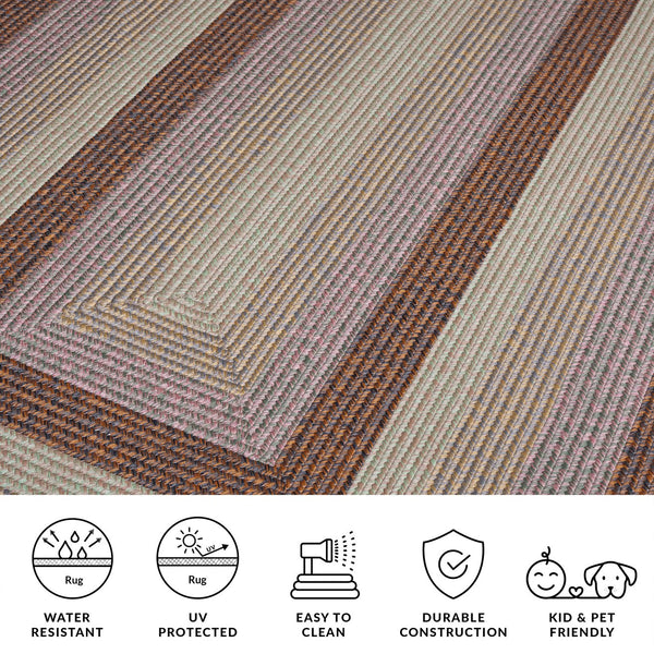 Safavieh Braded Braided Rugs Hand-woven Area Rug In Elegant Earth Tones - Versatile Indoor/Outdoor Décor Piece Dark Brown ,Light Green Polypropylene Pile Brd320t-3r