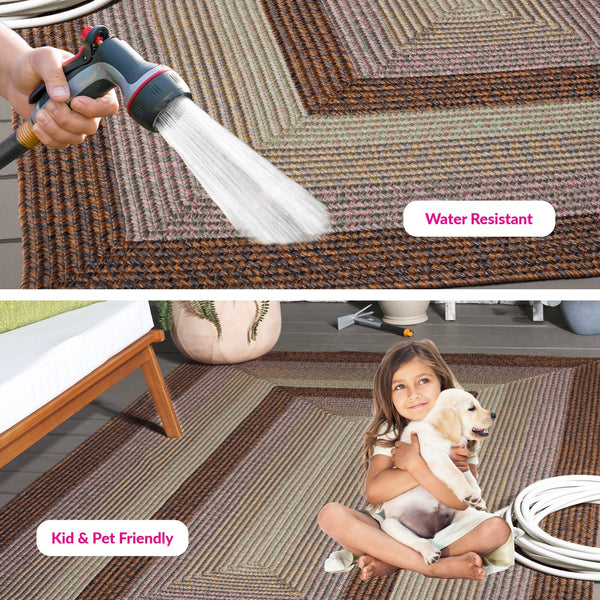 Safavieh Braded Braided Rugs Hand-woven Area Rug In Elegant Earth Tones - Versatile Indoor/Outdoor Décor Piece Dark Brown ,Light Green Polypropylene Pile Brd320t-3r