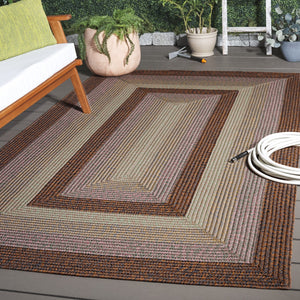 Safavieh Braded Braided Rugs Hand-woven Area Rug In Elegant Earth Tones - Versatile Indoor/Outdoor Décor Piece Dark Brown ,Light Green Polypropylene Pile Brd320t-3r