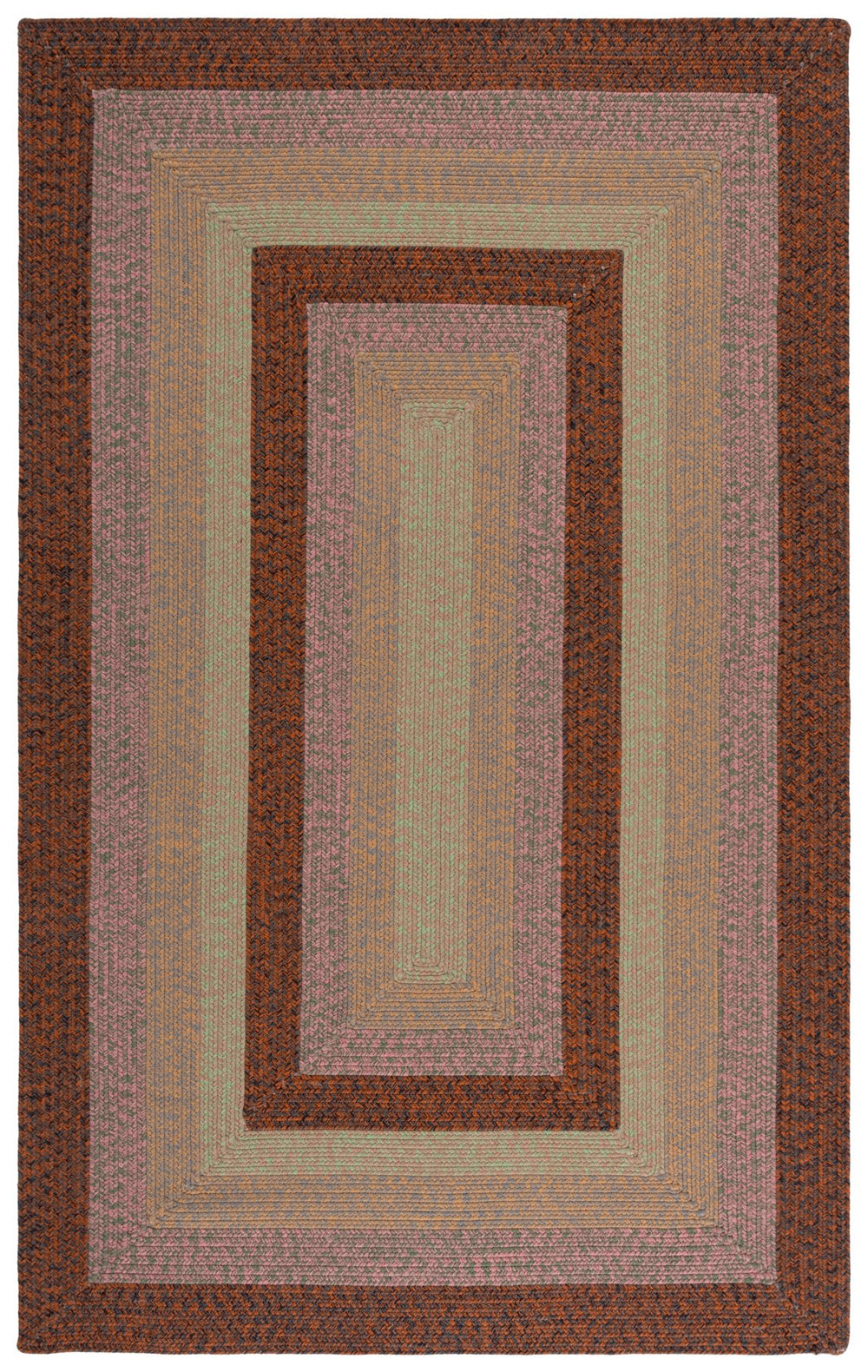 Safavieh Braded Braided Rugs Hand-woven Area Rug In Elegant Earth Tones - Versatile Indoor/Outdoor Décor Piece Dark Brown ,Light Green Polypropylene Pile Brd320t-3r
