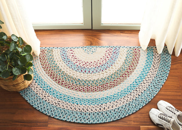 Safavieh Braided Area Rug – Handwoven Beige And Light Blue Design For Indoor/Outdoor Elegance And Comfort Beige ,Light Blue Polypropylene Pile Brd322b-5ov