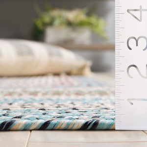 Safavieh Braided Area Rug – Handwoven Beige And Light Blue Design For Indoor/Outdoor Elegance And Comfort Beige ,Light Blue Polypropylene Pile Brd322b-5ov