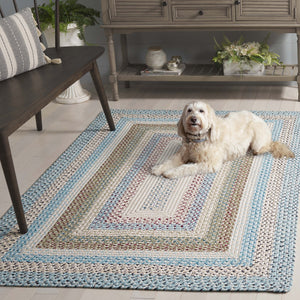 Safavieh Braided Area Rug – Handwoven Beige And Light Blue Design For Indoor/Outdoor Elegance And Comfort Beige ,Light Blue Polypropylene Pile Brd322b-5ov