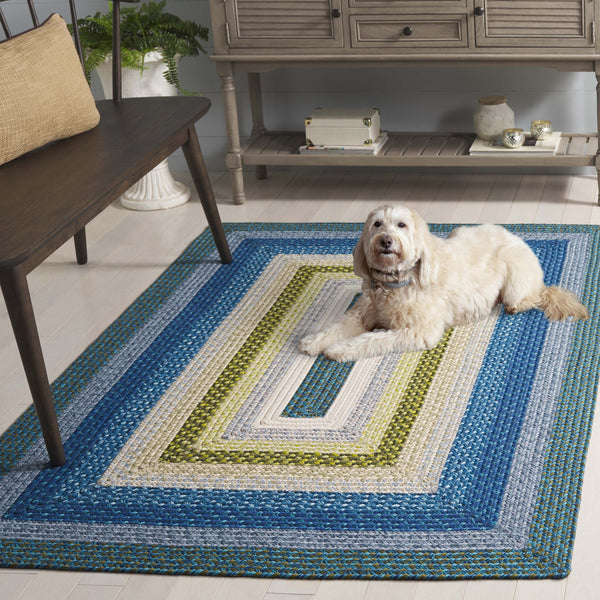 Safavieh Braided Area Rug - Timeless Elegance In Navy And Green, Hand-woven For Indoor & Outdoor Durability Navy ,Green Polypropylene Pile Brd323n-3ov